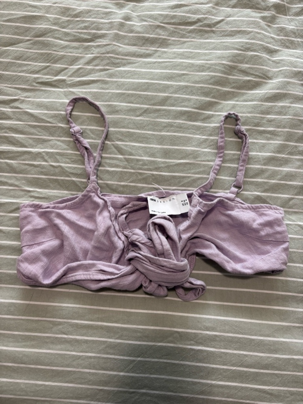 ASOS Lavender Tie-Front Crop Bralette Top